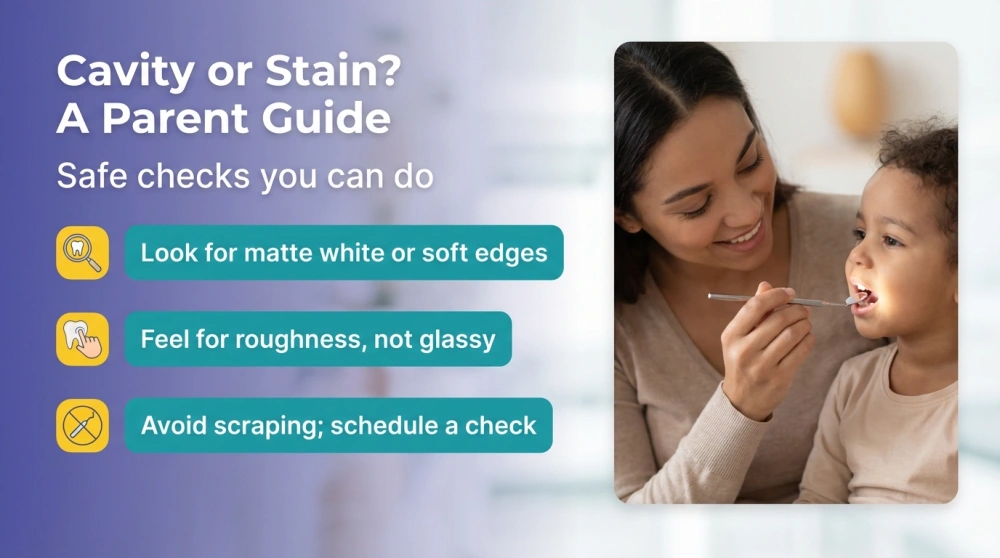 Cavity or Stain? A Parent Guide — Safe checks you can do