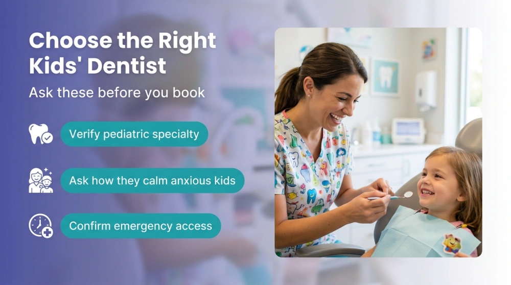 Choose the Right Kids' Dentist infographic — Ask these before you book